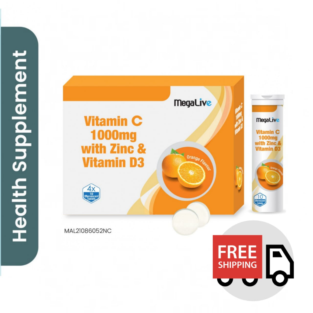 MegaLive Vitamin C 1000mg Effervescent Tablet (4X10'S) | Shopee Malaysia