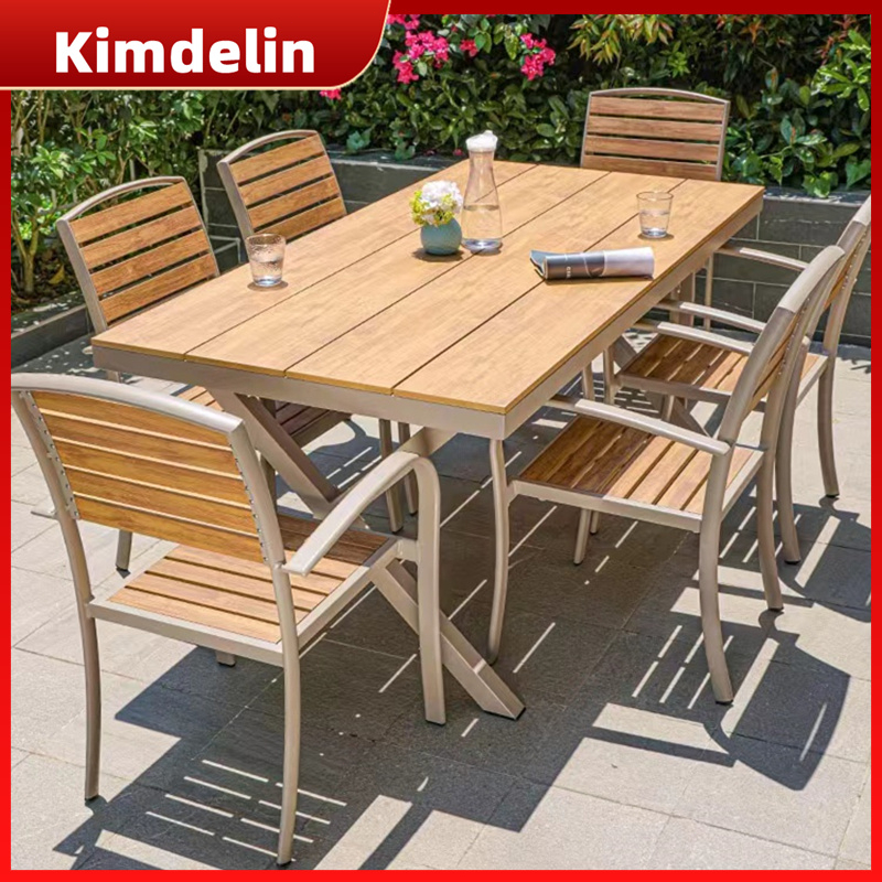KIMDELIN Outdoor Dining Chair Set of 6 Modern Aluminum Stackable Chairs