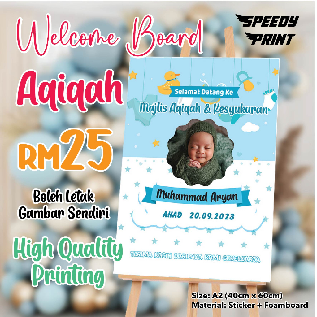 Welcome Board Aqiqah / Majlis Kesyukuran / Welcome Board / Sticker ...