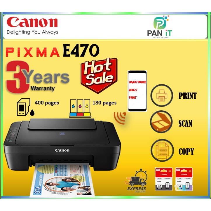CANON E410/E470(Wifi) AFORDABLE ALLINONE PRINTER (3 YEARS WARRANTY