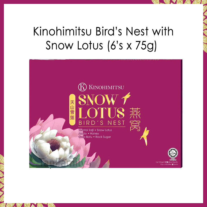 Kinohimitsu Bird’s Nest w/ Snow Lotus (6’s x 75g) EXP 11/2023 Halal Birds Nest Honey Shopee