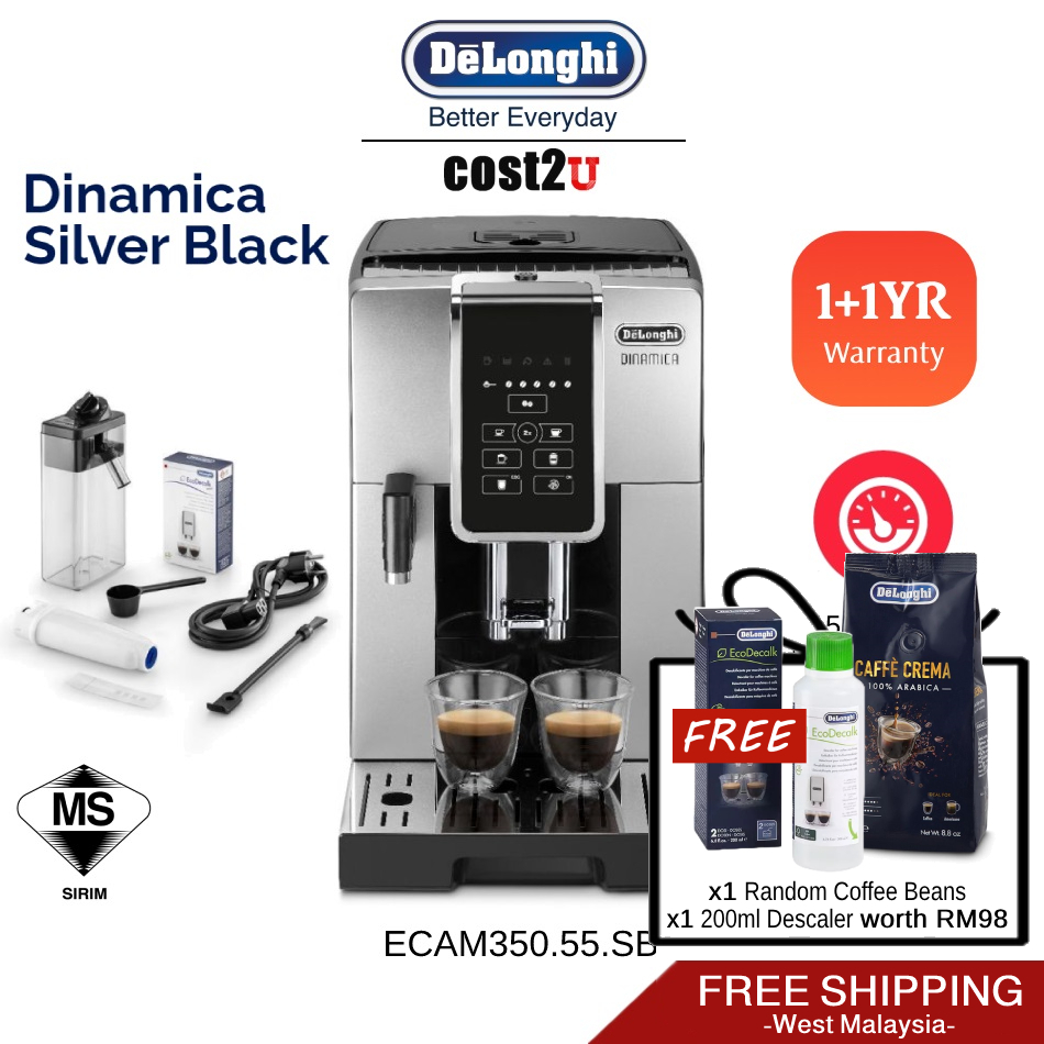 [Free Bean & Descaler] Delonghi Dinamica Silver Black Fully Automatic