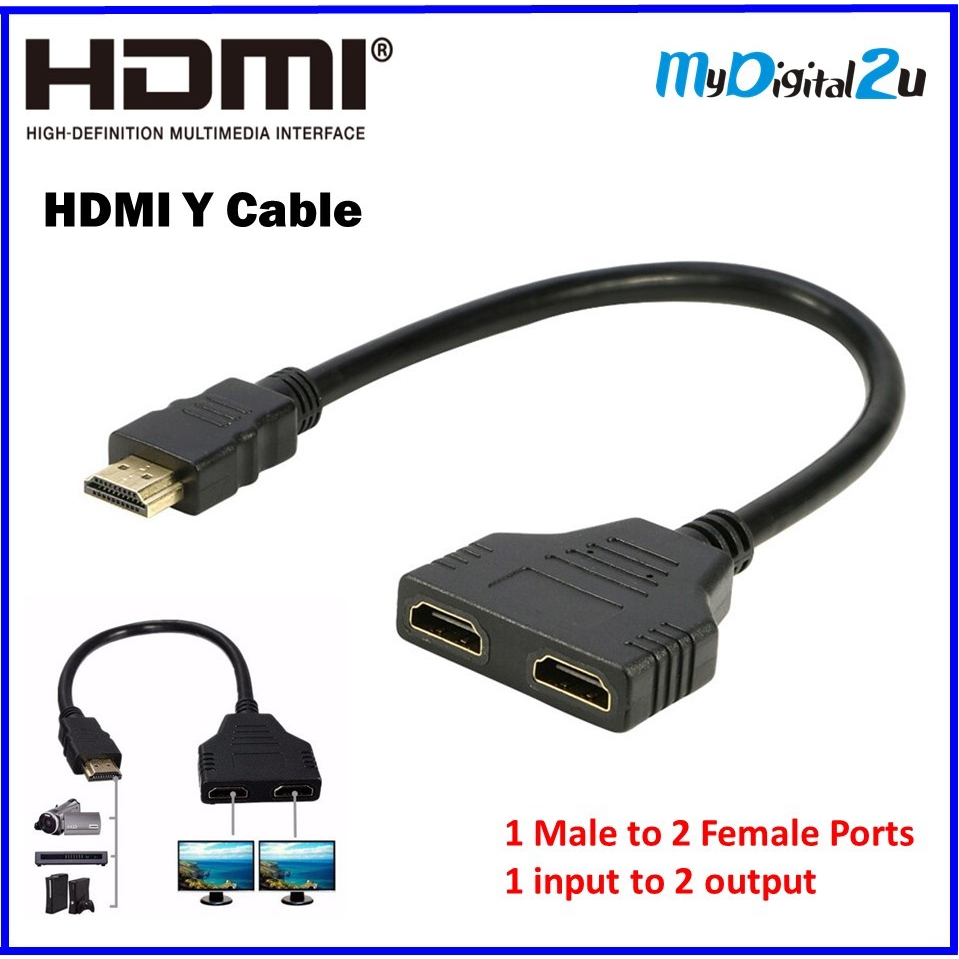 Hdmi Splitter Cable 1 Male To Dual Hdmi 2 Female Y Splitter Adapter Shopee Malaysia 7495