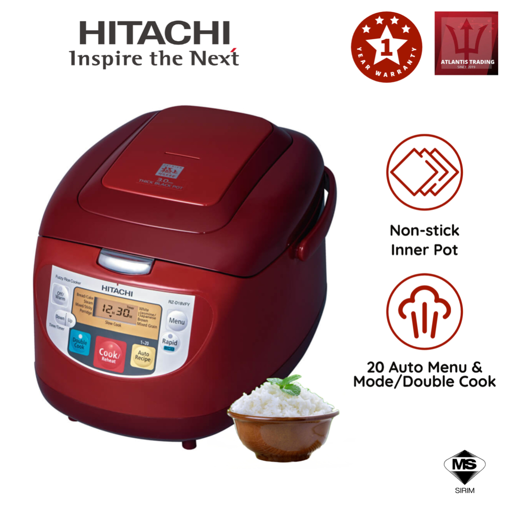 HITACHI Microcomputer Double Cook Jar Rice Cooker 1.8L RZ-D18VFY ...