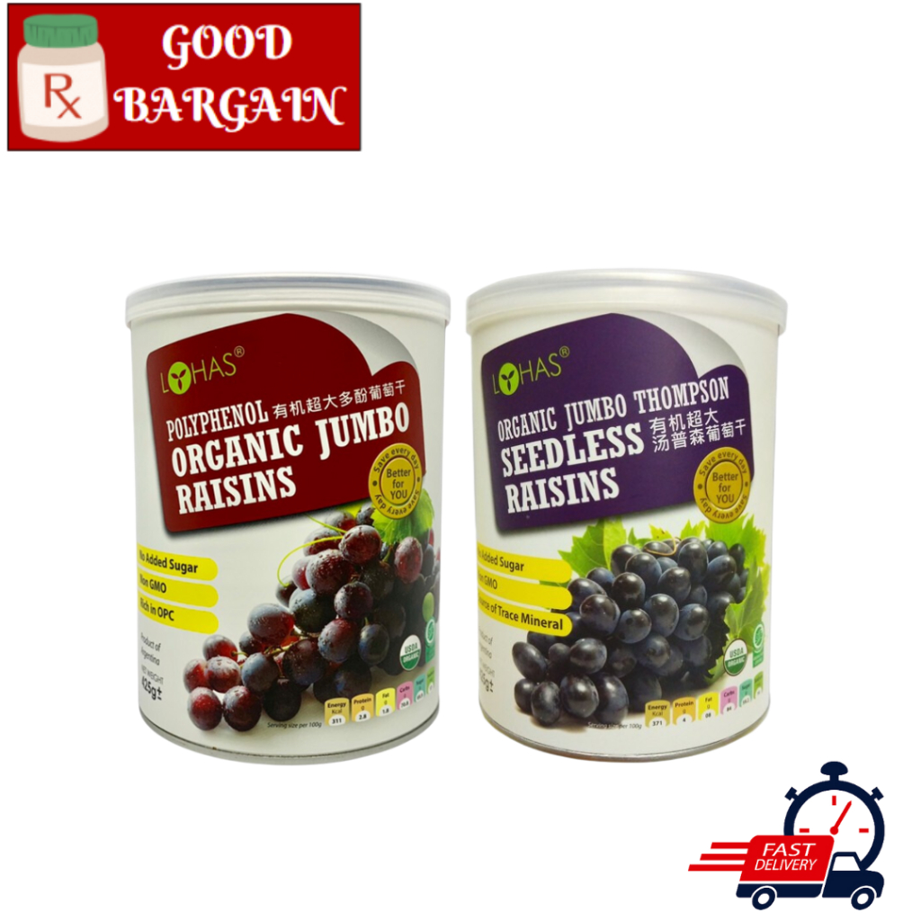 LOHAS POLYPHENOL JUMBO RAISINS JUMBO SEEDLESS RAISINS 425G (EXPIRY 24