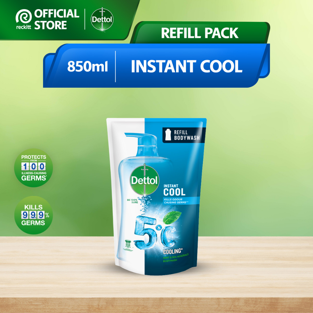 Dettol Antibacterial Shower Gel Body Wash Instant Cool Refill Pouch