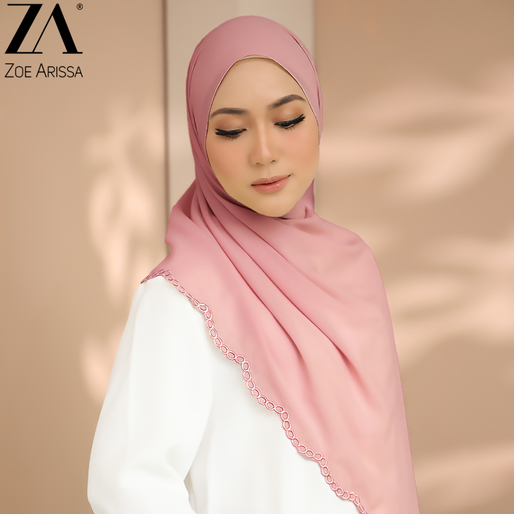 ZOE ARISSA TUDUNG SHAWL RAYA HAJI 2024 SULAM CHIFFON 1.8 METER Huliana ...