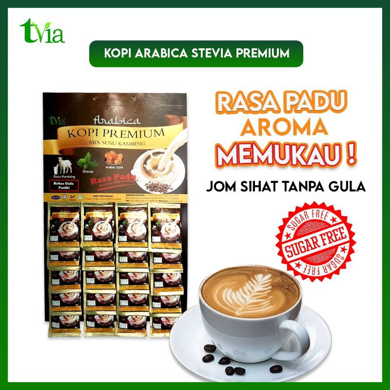 Kopi Arabica Stevia Premium Tvia (20 Sachet) Arabica Coffee Sugar