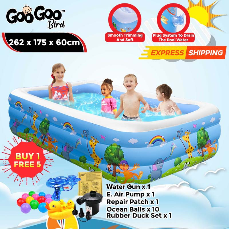 GOOGOO BIRD HAPPY POOL 7 Sizes Inflatable Swimming Pool Animal Design ...