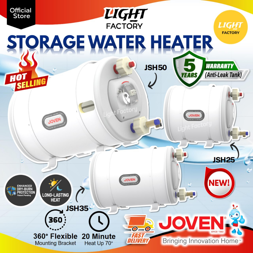 🔥HOT🔥JOVEN JSH25 JSH35 JSH50 Horizontal Storage Water Heater Tank with  Isolation Barrier 热水器 | Shopee Malaysia