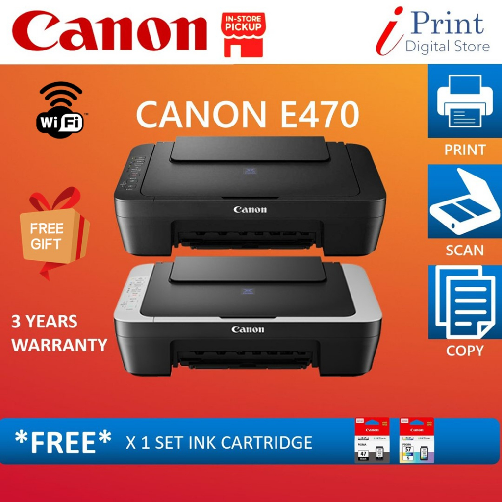 CANON PIXMA E470 WIFI AIO 3 IN 1 COLOR PRINTER Shopee Malaysia