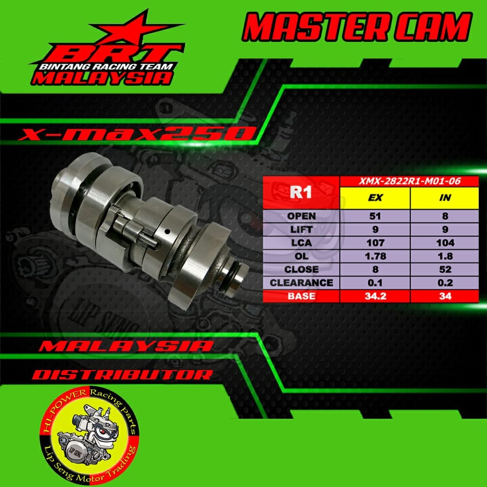 XMAX CAMSHAFT RACING BRT XMAX250/300 X-MAX ORIGINAL BRT T1 S6 R1 ...