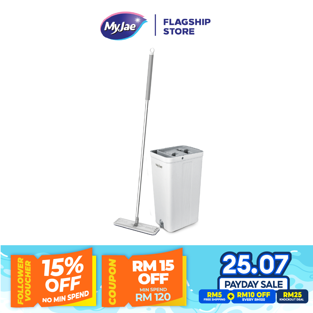 MyJae Slide Clean Triple Scraper Magic Fiber Flat Mop and Bucket Set ...