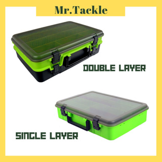 MR.T】 39cm Alat Mancing Box Double Layer Tackle Box Lures Box