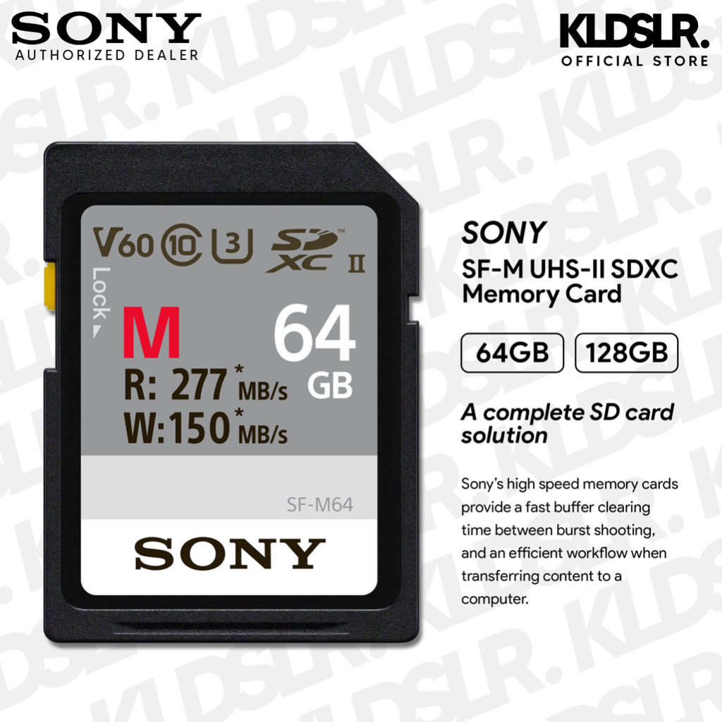 Sony 64GB / 128GB SFM/T2 UHSII SDXC Memory Card Read 277 MB/s Write