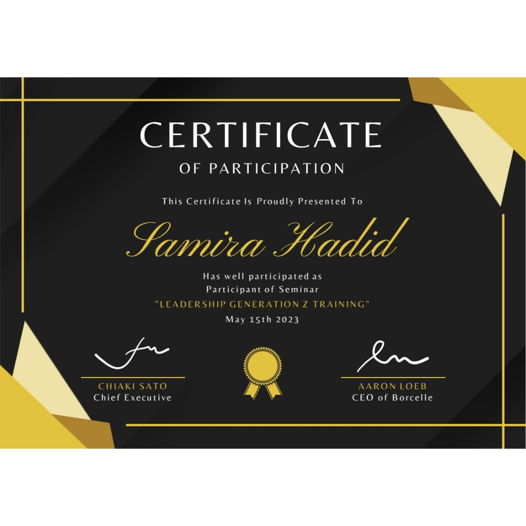 CERTIFICATE / SIJIL TEMPLATE_LANDSCAPE [EDITABLE] Black Modern Luxury ...