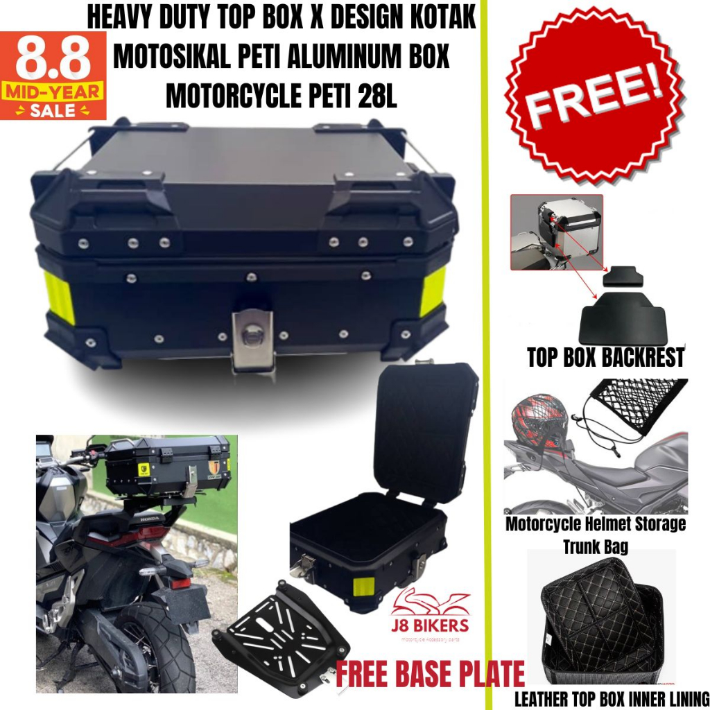 Top Box X Design Kotak Motosikal Peti Aluminum Box Motorcycle PETI 28L