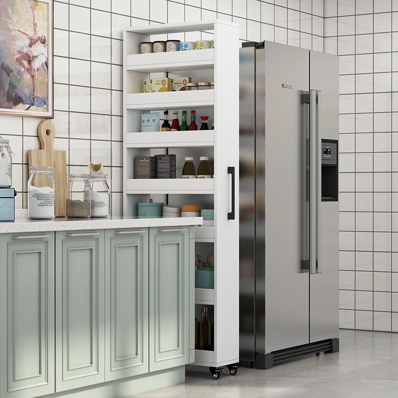 Mobile Kitchen Narrow Rack / Refrigerator Shelf Mobile Side Pull-out ...