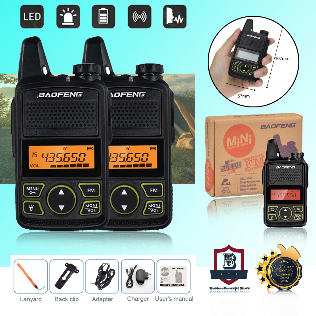 BOSTON BaoFeng BF-T1 Mini Two Way Radio Mini Walkie Talkie UHF ( FOC ...
