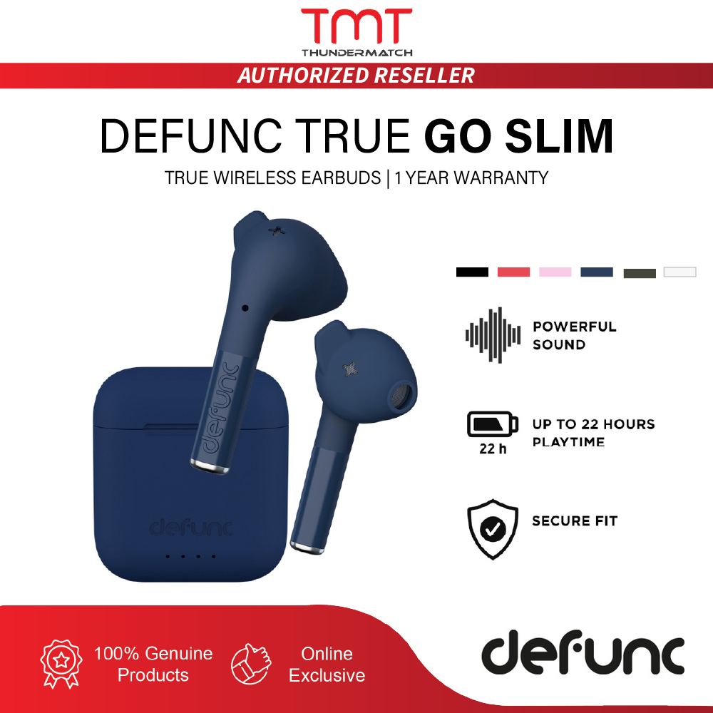 Defunc True Go Slim Wireless Earbuds Touch control, IPX4 Sweatproof