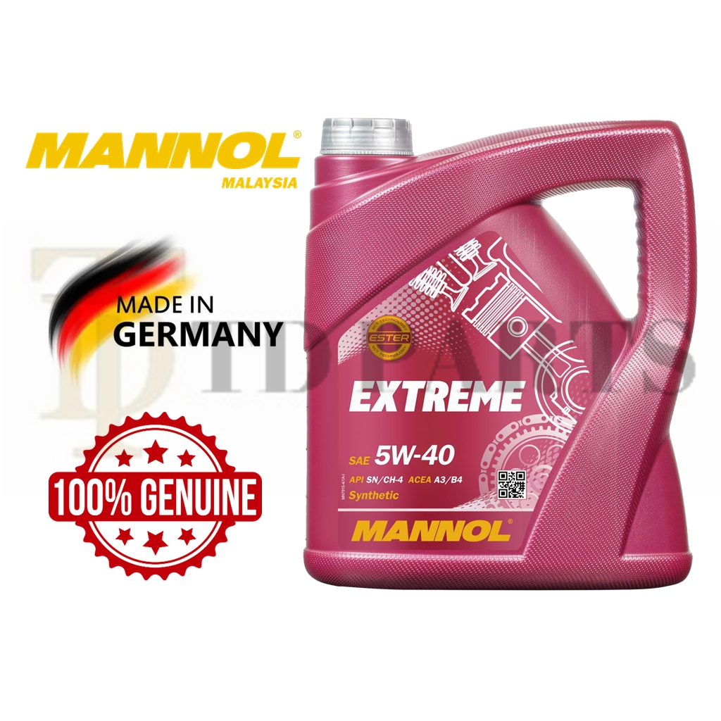 100% GENUINE MANNOL EXTREME SAE 5W40 5W-40 FULLY SYNTHETIC ENGINE OIL ...