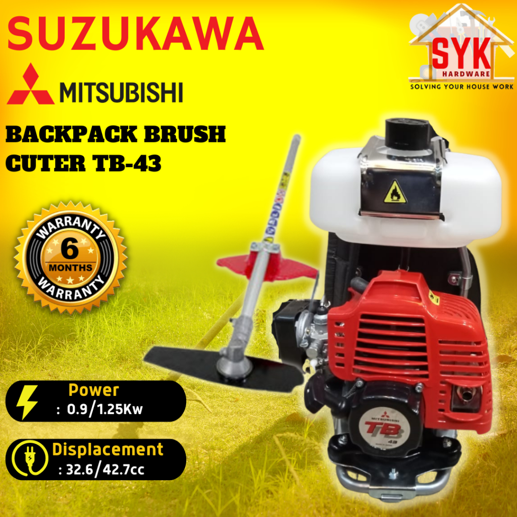 SYK Suzukawa TB43 Backpack Brush Cutter Machine Grass Trimmer Cutter Gardening Tools Mesin