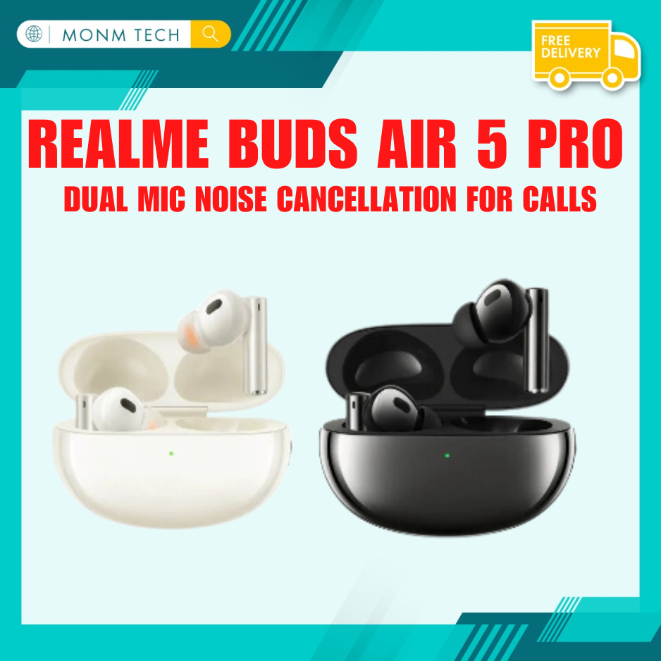  realme Buds Air 5 Pro Wireless Headphones, realBoost Dual  Drivers, Up to 40 Hours of Playback, 50dB Active Noise Cancellation, 360°  Spatial Audio Effect - (White) : Electronics