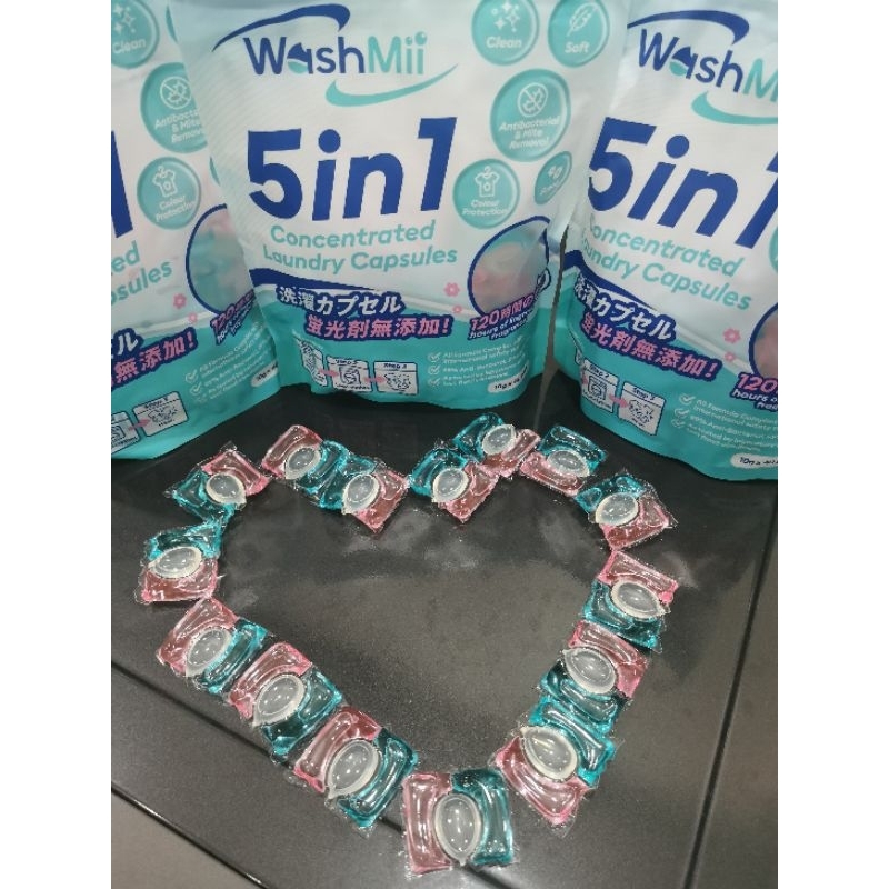 WashMii 5in1 Antibacterial Laundry Detergent 40 Capsules Shopee Malaysia