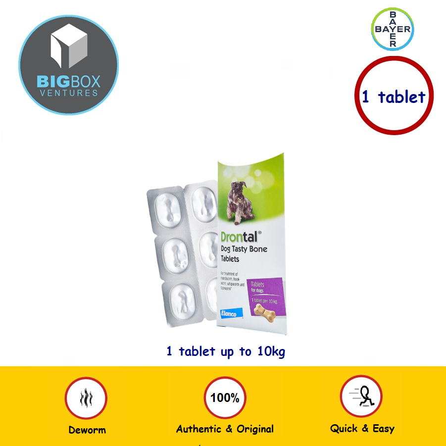 [ORIGINAL] Germany Bone Shape / 1 Tablet Bayer Drontal Dog Tasty Bone