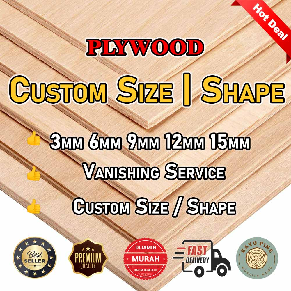Kayu Pine Rubber Wood Custom Cut 16mm 20mm 24mm 48mm Solid Wood Table