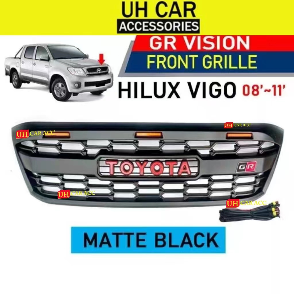 TOYOTA HILUX VIGO 2008-2011 FRONT GRILL YELLOW LED KUN26 FRONT GRILLE ...