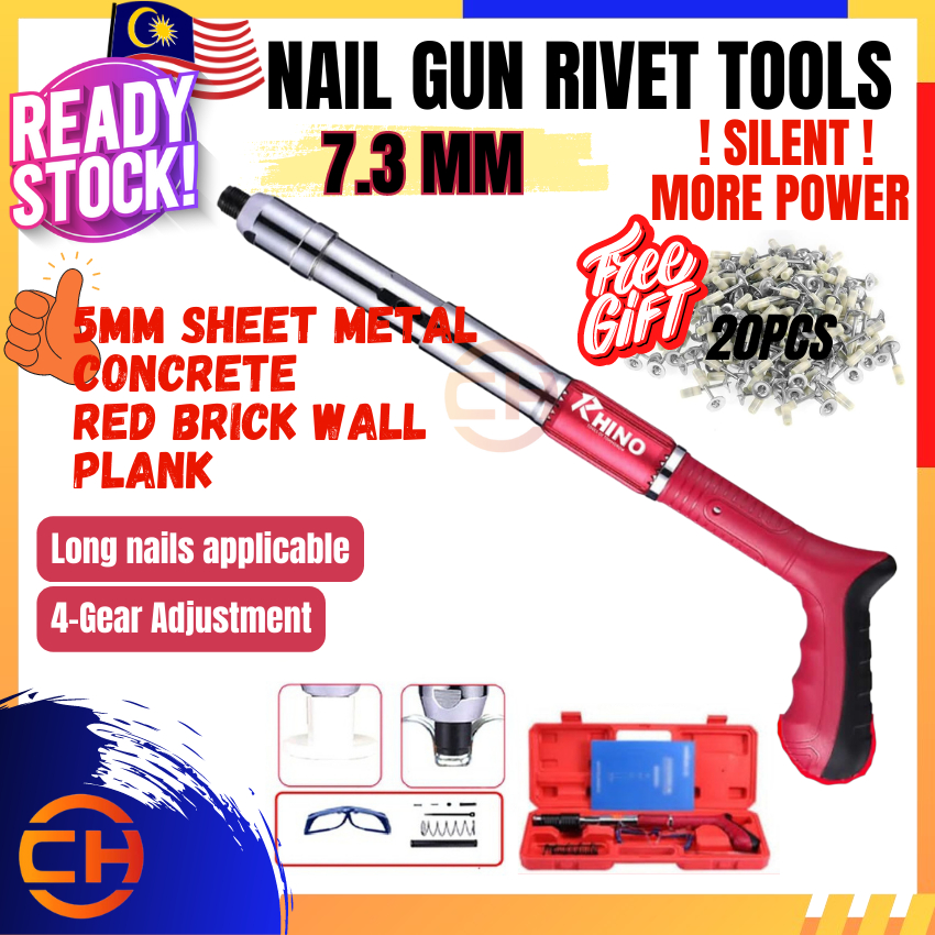 Manual Steel Nails Gun (Free 20 Nails) Concrete Rivet Tool Steel Rivet ...