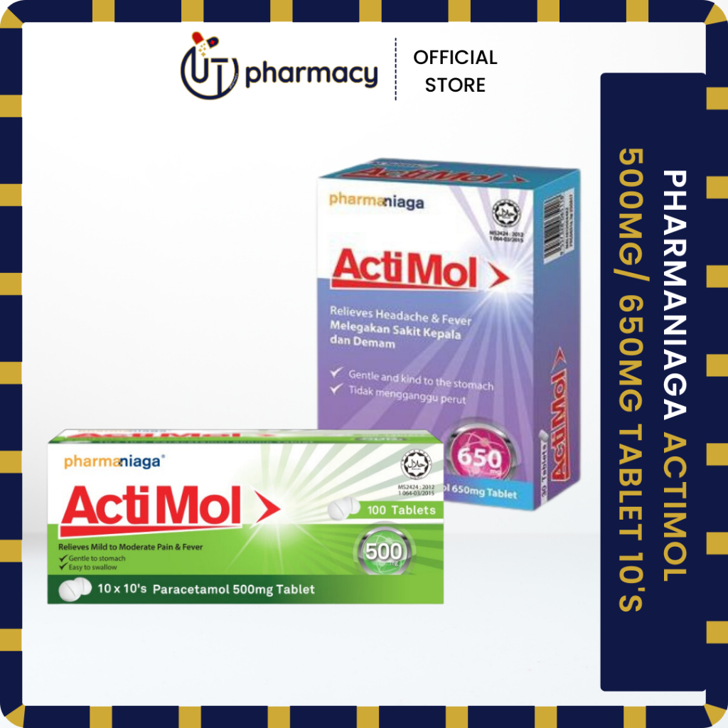 PHARMANIAGA ACTIMOL 500MG/ 650MG TABLET 10 X10'S (100 TABLETS) | Shopee ...