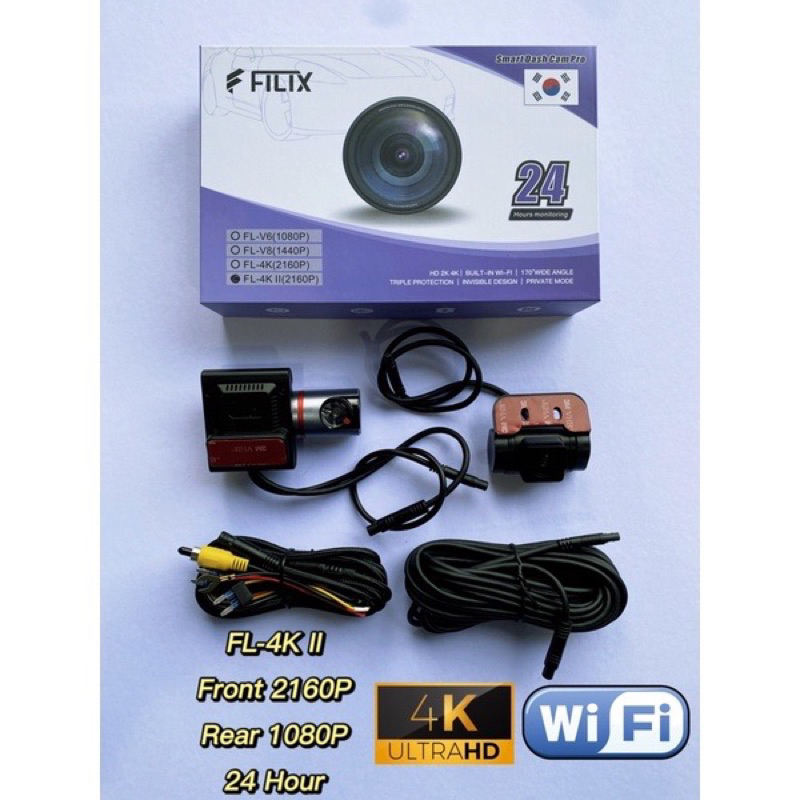 FILIX FL-4K II 24Hour Dual-lens 2160p Car Recorder DVR Dash Camera with ...