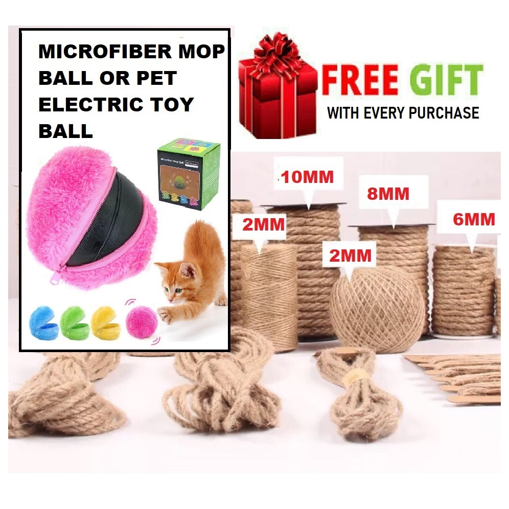 Sisal Rope CAT SCRATCHING (6MM x 50M) FREE MICROBER MOP BALL OR PET ...