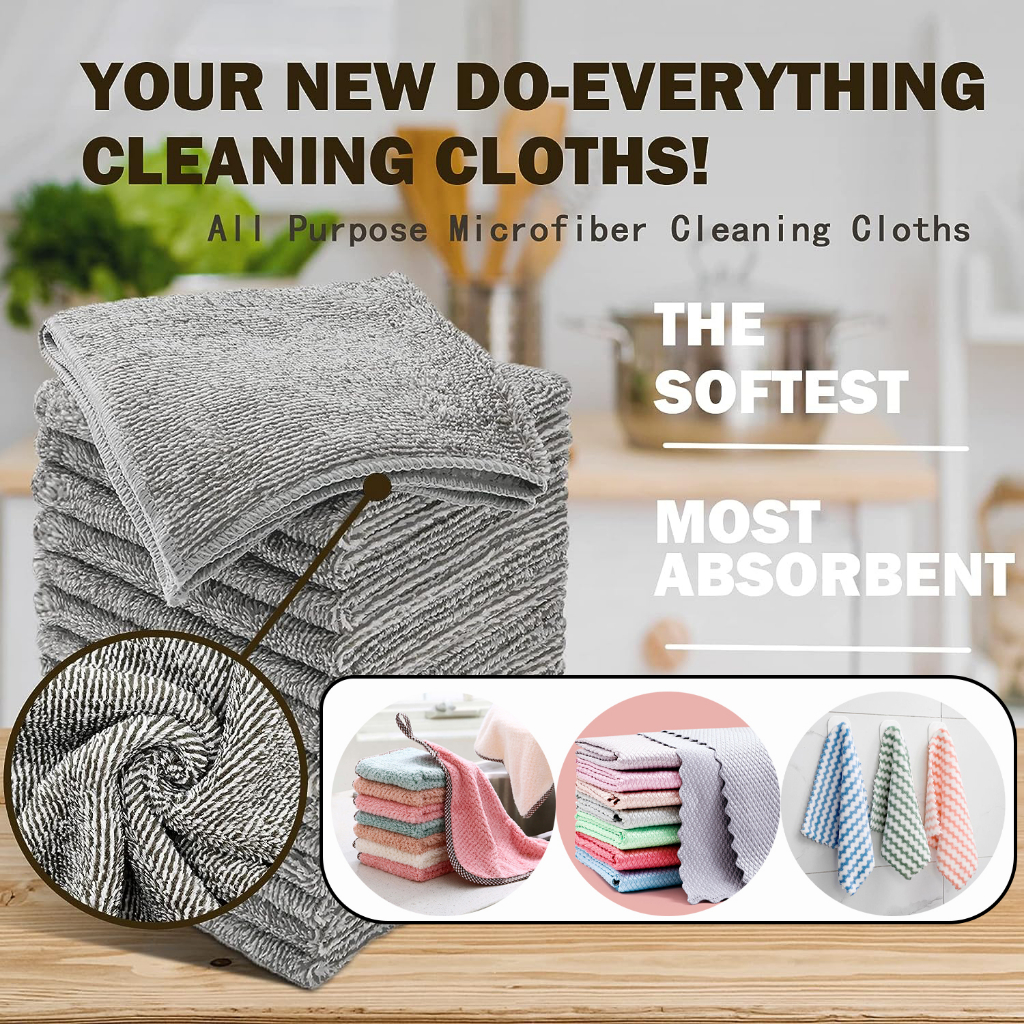 Kitchen Cloth Cleaning Kain Premium Microfiber Cleaning Cloth Reusable