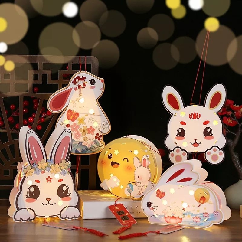 READY STOCK 2023 Mooncake Festival Children Cartoon DIY Lantern 可爱萌兔中秋节 ...