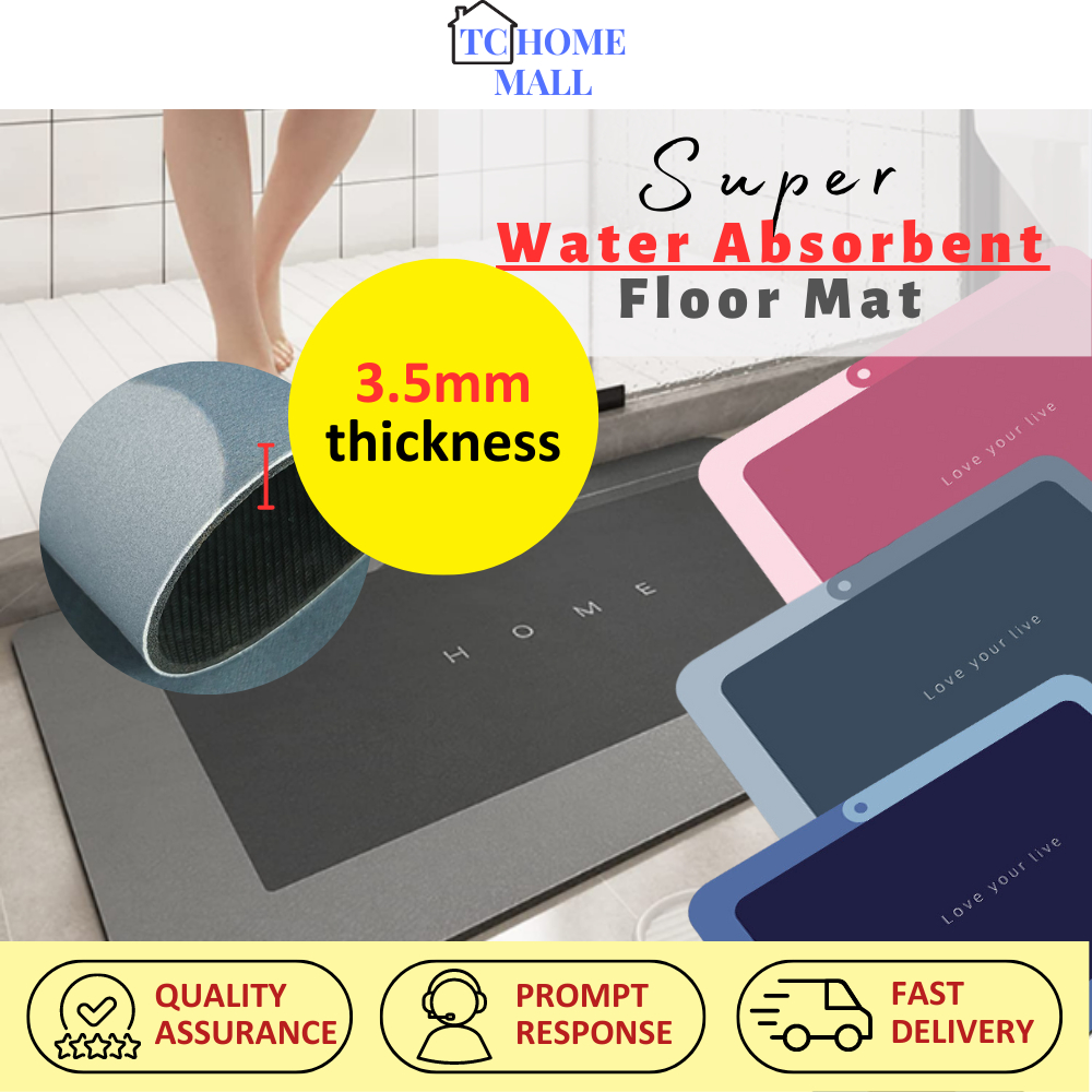 Super Absorbent & Anti-Slip Diatom Mud Pad Floor Mat Kitchen Toilet ...