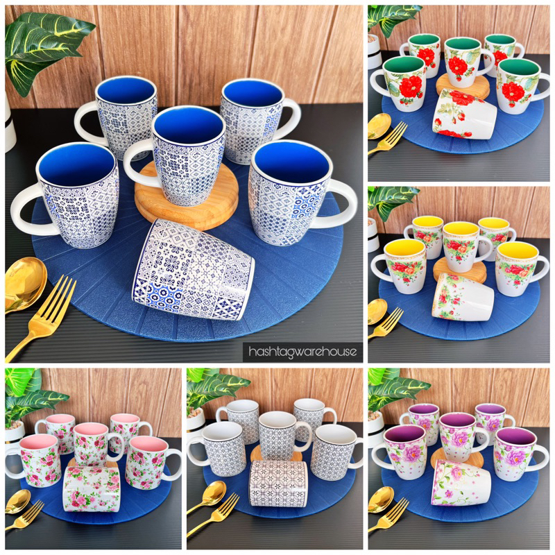 VINTAGE BLUE 🌹 Mug (6pcs) 250mL/350mL Fine Porcelain Giacomo Dining Set ...