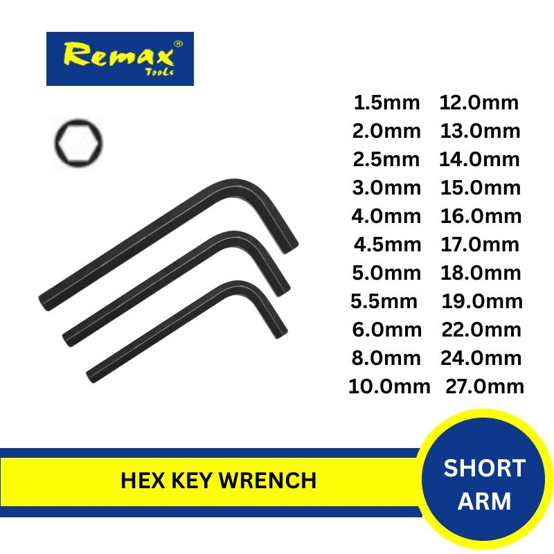 REMAX ALLEN KEY HEX KEY WRENCH SHORT ARM CRV BLACK FINISHED (1.5mm 8