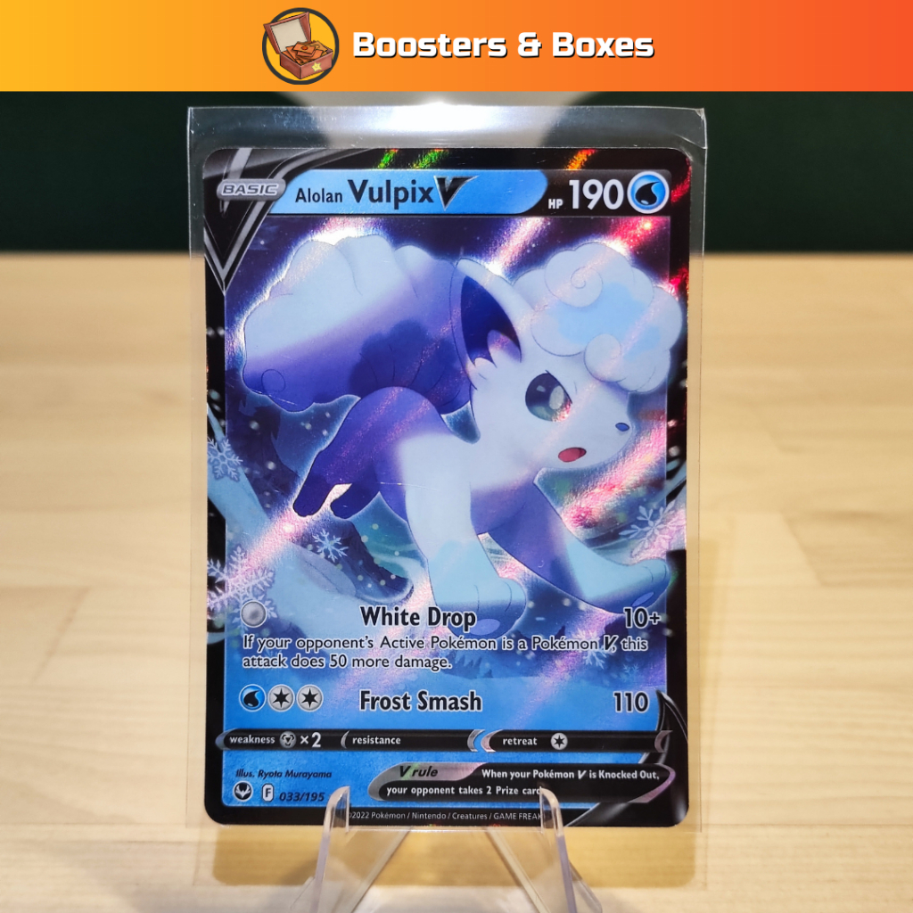 pokemon tcg silver tempest 033 195 alolan vulpix v card - 033/195 Ultra Rare prevent all damage done to this Pokmon by attacks from Pokmon that have an Ability Pokemon TCG Alolan Vulpix V