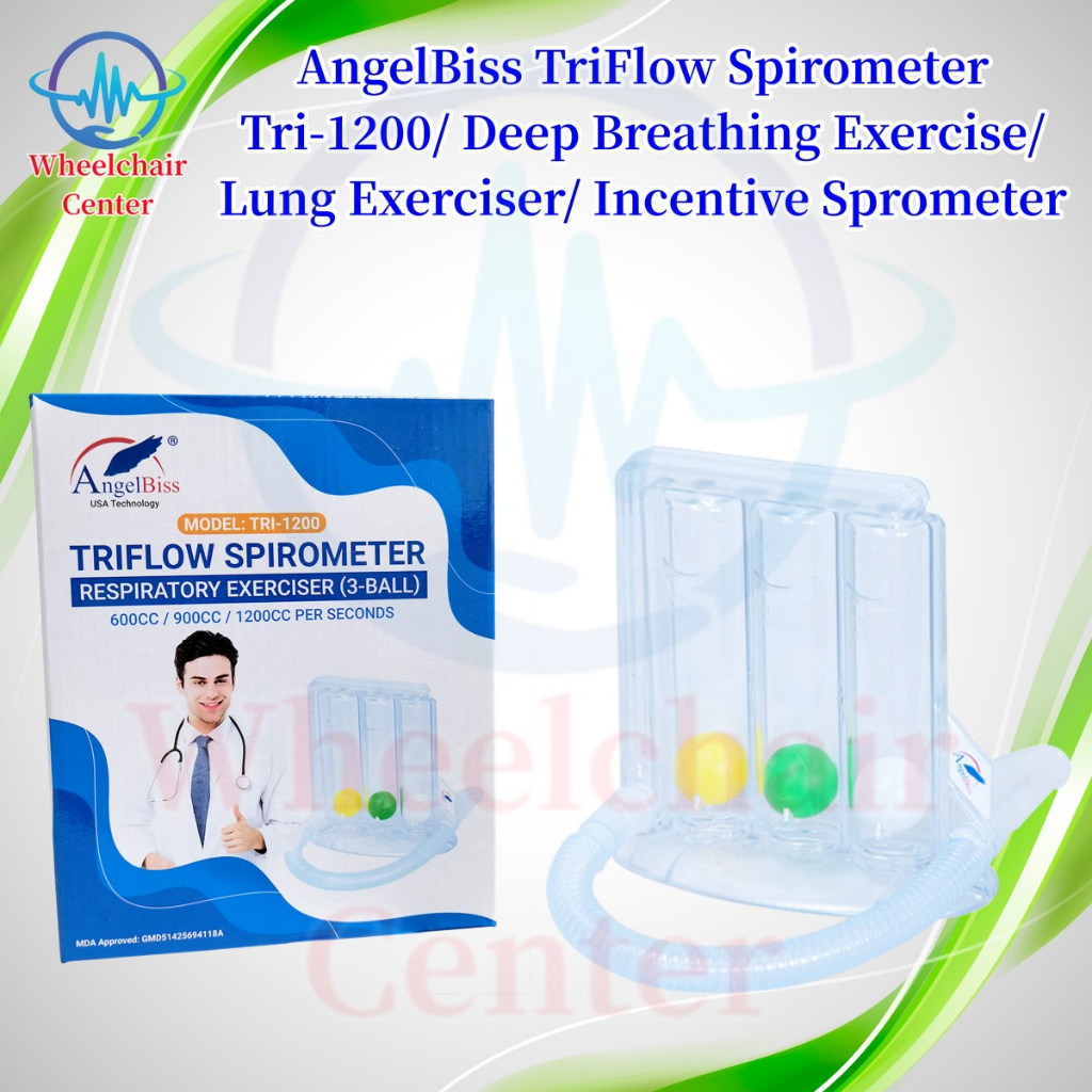 AngelBiss TriFlow Spirometer Tri1200 / Deep Breathing Exercise / Lung