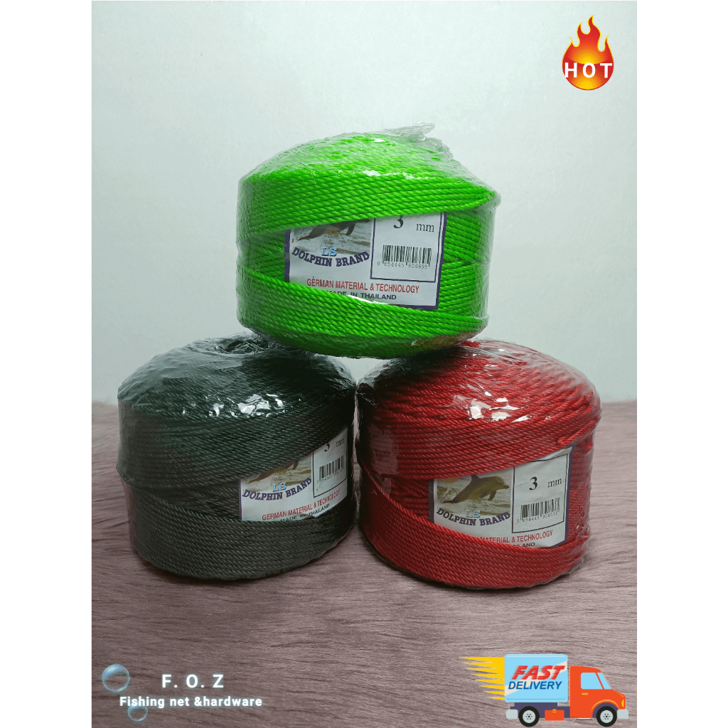 PE Rope 3mm & 3.5mm Colour GG & Red & Apple Green Tali PE 180mtr Tali ...