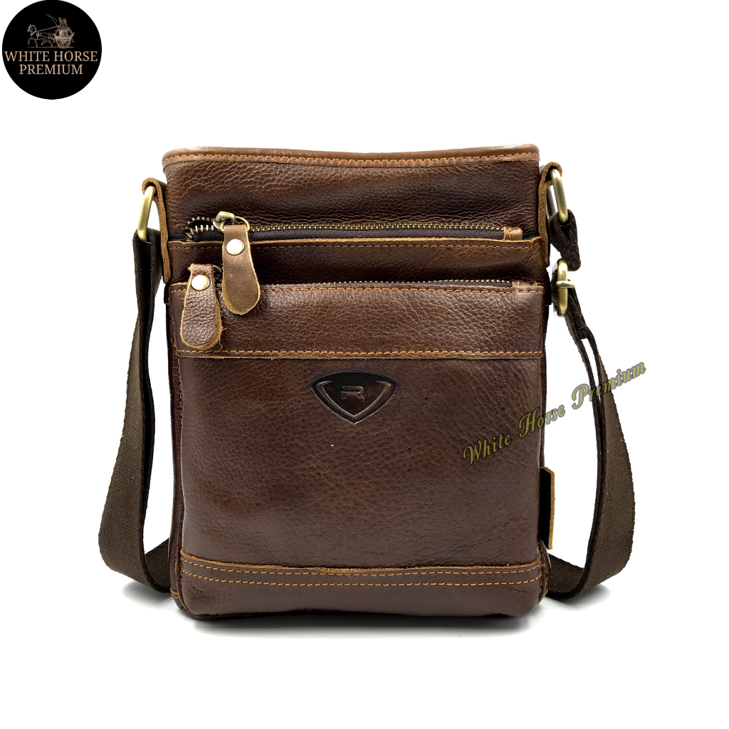 Rush Rider Full Cowhide Leather Sling Bag Men Thin Crossbody Bag ...