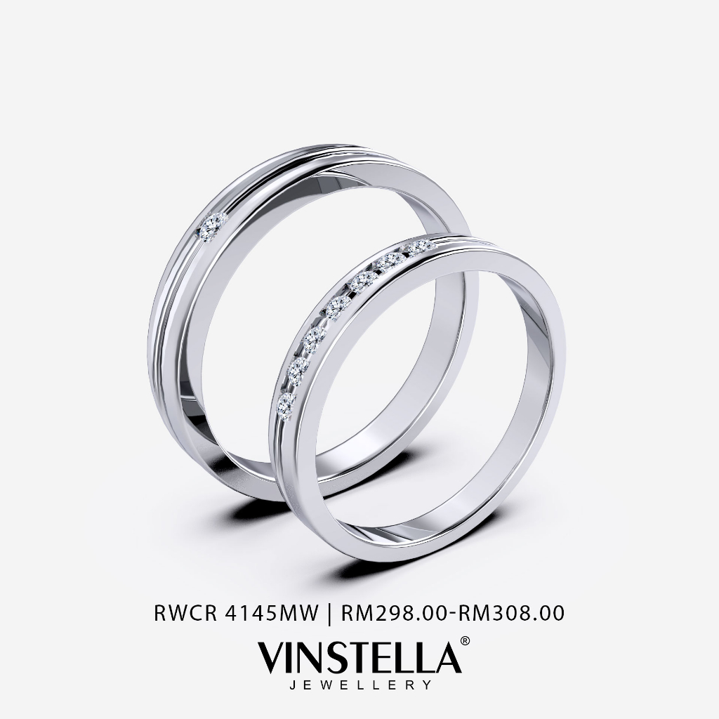 VINSTELLA OFFICIAL The Commitment Couple Ring Rhodium Plated