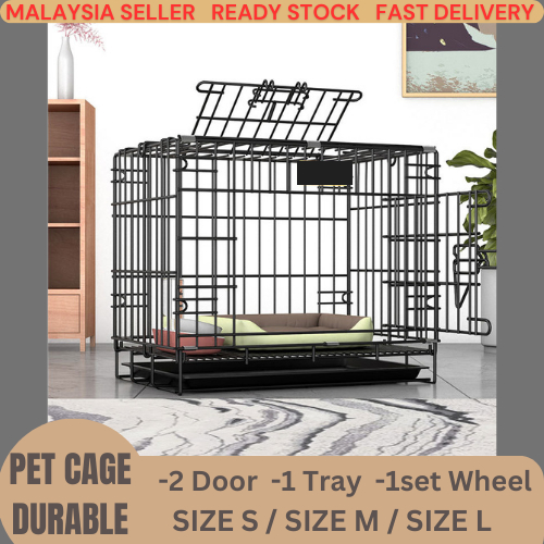 (Double Door)Pet Cage Indoor Ourdoor Portable Dog Cat Rabbit Cage