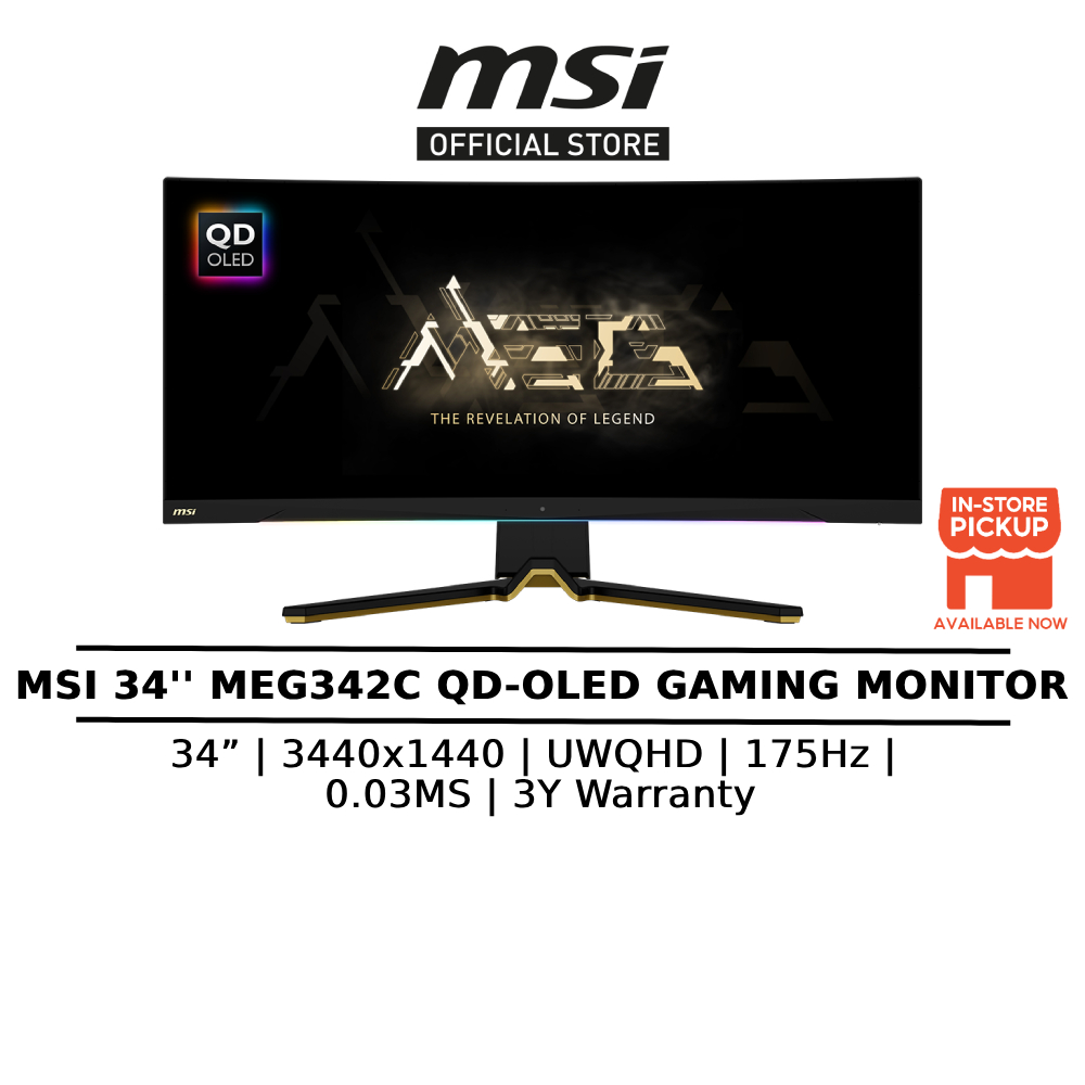 Msi 34'' Meg 342c Qd-oled 175hz 0.03ms Uwqhd Curve Gaming Monitor 