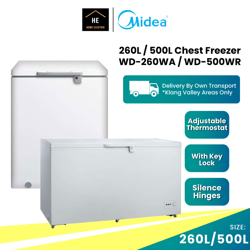 Midea 260L / 500L Chest Freezer Refrigerator WD-260WA / WD-500WR Peti ...