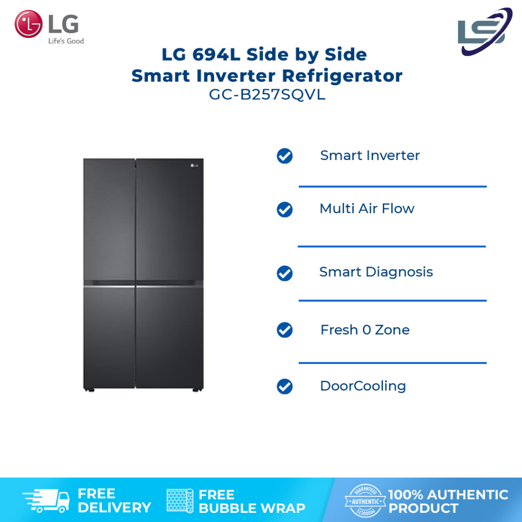 LG 694L Side by side Smart Inverter Refrigerator GCB257SQVL