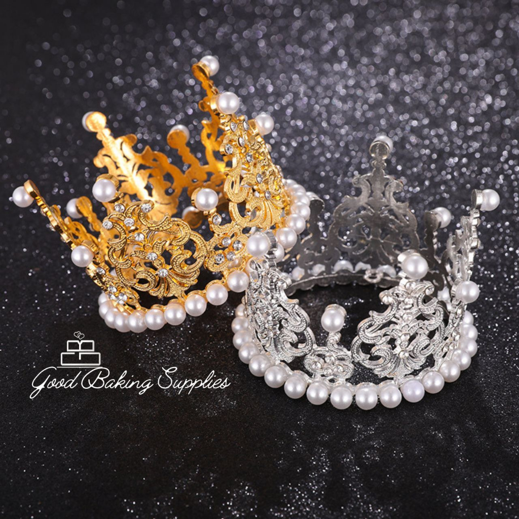 8.5cm Shining Pearl Crown Cake Topper / Ins Princess Royal Crown Cake ...